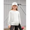 Haloumoning Girls Long Sleeve Sweatshirts Kids Casual Crewneck Loose Fit Pullover with Pockets 5-14 Years(White)