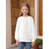 Haloumoning Girls Long Sleeve Sweatshirts Kids Casual Crewneck Loose Fit Pullover with Pockets 5-14 Years(White)