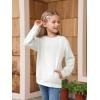 Haloumoning Girls Long Sleeve Sweatshirts Kids Casual Crewneck Loose Fit Pullover with Pockets 5-14 Years(White)