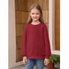 Haloumoning Girls Long Sleeve Sweatshirts Kids Casual Crewneck Loose Fit Pullover with Pockets 5-14 Years(Wine Red)