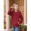 Haloumoning Girls Long Sleeve Sweatshirts Kids Casual Crewneck Loose Fit Pullover with Pockets 5-14 Years(Wine Red)