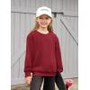 Haloumoning Girls Long Sleeve Sweatshirts Kids Casual Crewneck Loose Fit Pullover with Pockets 5-14 Years(Wine Red)
