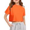 Girls Athletic Oversized Crop Tops Kids Drop Shoulder Short Sleeve T Shirts Workout Tees 5-14 Years(Orange)