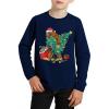 Haloumoning Boys Christmas Long Sleeve T Shirts Kids Ugly Xmas Tree Print Crewneck Tops Tees 5-14Y(Navy Blue)