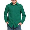 Haloumoning Boys Long Sleeve Dress Shirts Collared Button-Down Shirt School Uniform Shirts with Chest Pocket 5-14 Years(Dark Green)