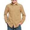 Haloumoning Boys Long Sleeve Dress Shirts Collared Button-Down Shirt School Uniform Shirts with Chest Pocket 5-14 Years(Khaki)