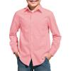 Haloumoning Boys Long Sleeve Dress Shirts Collared Button-Down Shirt School Uniform Shirts with Chest Pocket 5-14 Years(Pink)