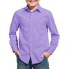Haloumoning Boys Long Sleeve Dress Shirts Collared Button-Down Shirt School Uniform Shirts with Chest Pocket 5-14 Years(Purple)