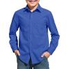 Haloumoning Boys Long Sleeve Dress Shirts Collared Button-Down Shirt School Uniform Shirts with Chest Pocket 5-14 Years(Royal Blue)
