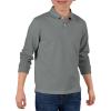 Haloumoning Boys Long Sleeve Pique Polo Shirts Kids School Uniform Shirt 5-14 Years(Grey)
