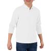 Haloumoning Boys Long Sleeve Pique Polo Shirts Kids School Uniform Shirt 5-14 Years(White)