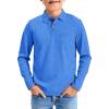Haloumoning Boys Long Sleeve Polo Shirts Kids Casual Button School Uniform Shirts with Chest Pocket 5-14 Years(Royal Blue)