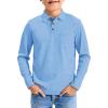 Haloumoning Boys Long Sleeve Polo Shirts Kids Casual Button School Uniform Shirts with Chest Pocket 5-14 Years(Sky Blue)