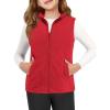 Haloumoning Girls Polar Fleece Zipper Vest Kids Sleeveless Stand Collar Jacket with Pockets 5-14 Years(Red)