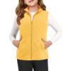 Haloumoning Girls Polar Fleece Zipper Vest Kids Sleeveless Stand Collar Jacket with Pockets 5-14 Years(Yellow)