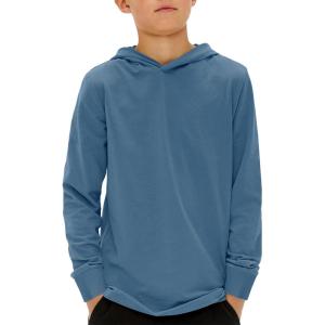 Haloumoning Boys Fashion Hoodies Kids Long Sleeve Hooded Sweatshirts 5-14 Years(Blue Grey)