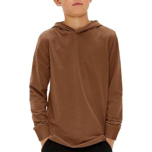 Haloumoning Boys Fashion Hoodies Kids Long Sleeve Hooded Sweatshirts 5-14 Years(Brown)