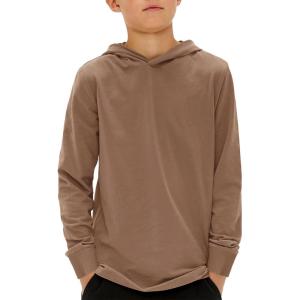 Haloumoning Boys Fashion Hoodies Kids Long Sleeve Hooded Sweatshirts 5-14 Years(Coffee)