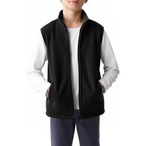Haloumoning Boys Polar Fleece Vest Kids Full-Zip Lightweight Sleeveless Jacket Fall Winter Warm Outwear 5-14 Years(Black)