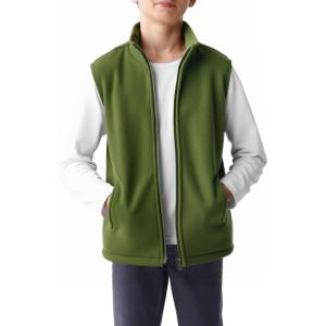 Haloumoning Boys Polar Fleece Vest Kids Full-Zip Lightweight Sleeveless Jacket Fall Winter Warm Outwear 5-14 Years(Green)