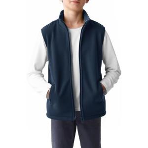 Haloumoning Boys Polar Fleece Vest Kids Full-Zip Lightweight Sleeveless Jacket Fall Winter Warm Outwear 5-14 Years(Navy Blue)