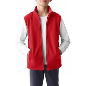 Haloumoning Boys Polar Fleece Vest Kids Full-Zip Lightweight Sleeveless Jacket Fall Winter Warm Outwear 5-14 Years(Red)