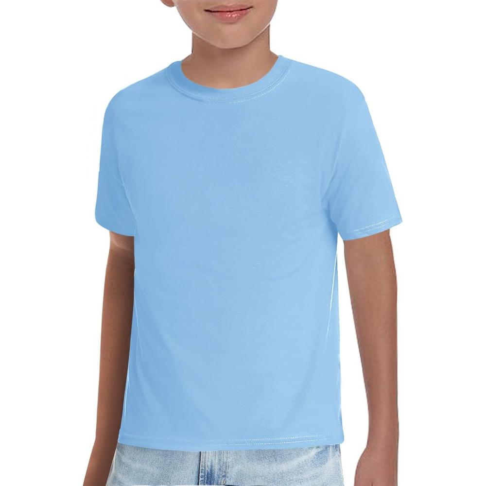 image:imageHaloumoning Boys TShirts Kids Short Sleeve Crewneck Solid Basic Tees Casual Tops 514 YearsBlue