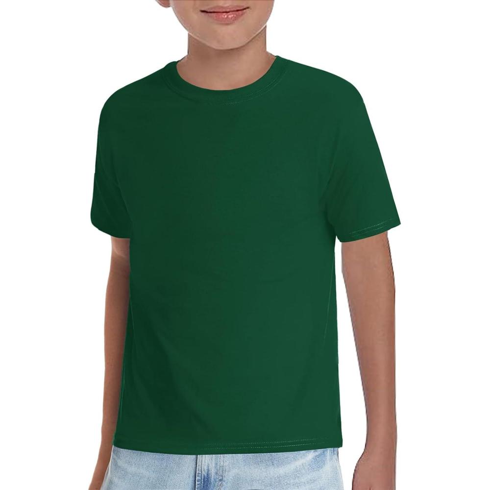image:imageHaloumoning Boys TShirts Kids Short Sleeve Crewneck Solid Basic Tees Casual Tops 514 YearsDark Green