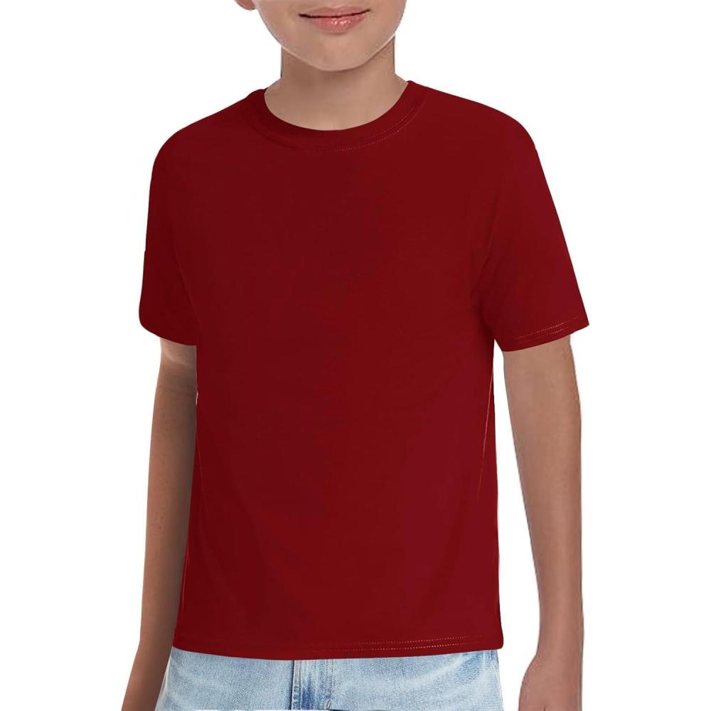 image:imageHaloumoning Boys TShirts Kids Short Sleeve Crewneck Solid Basic Tees Casual Tops 514 YearsRed