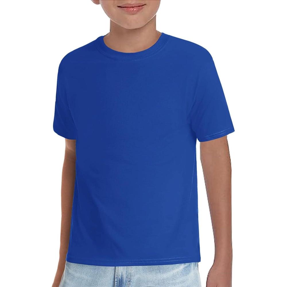 image:imageHaloumoning Boys TShirts Kids Short Sleeve Crewneck Solid Basic Tees Casual Tops 514 YearsRoyal Blue