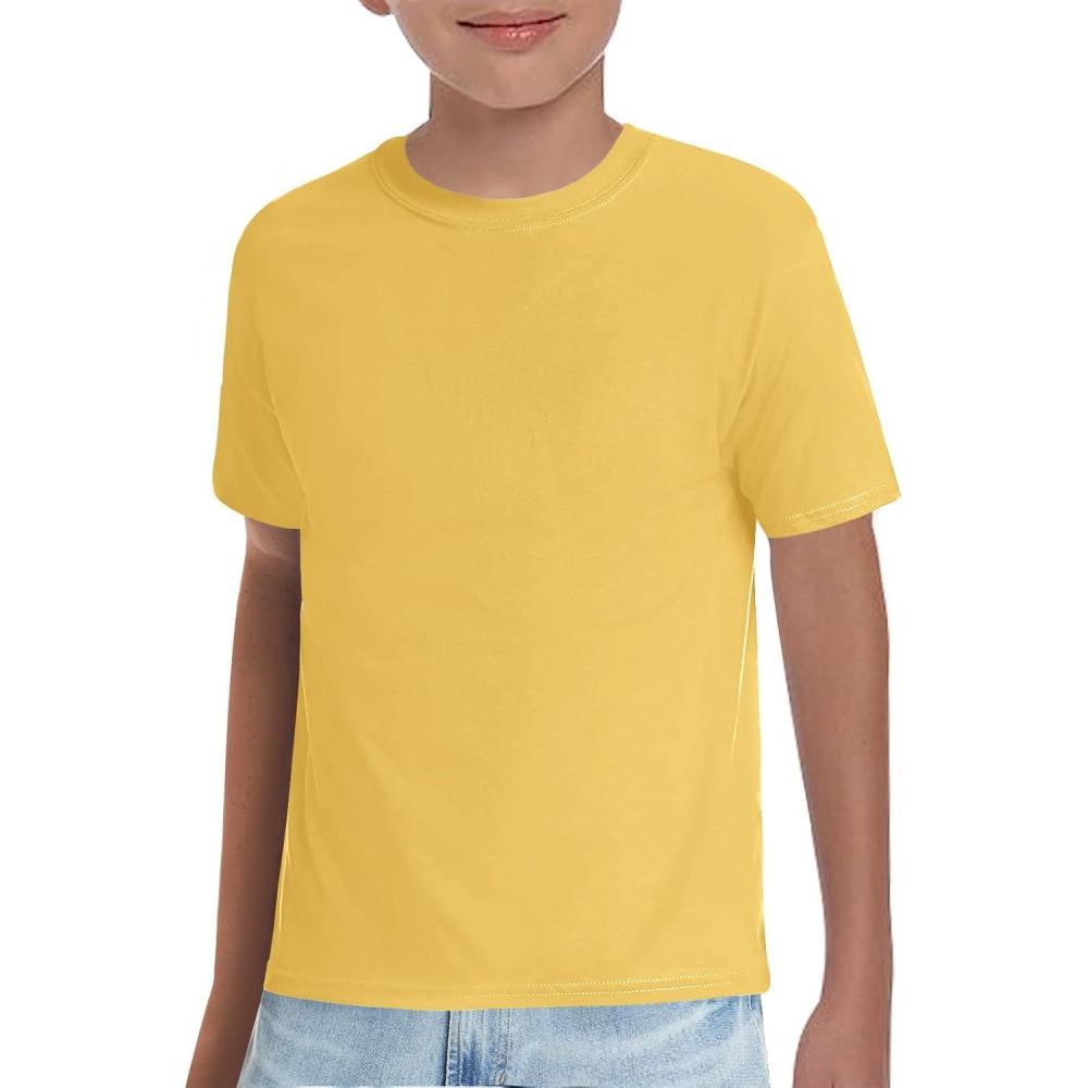 image:imageHaloumoning Boys TShirts Kids Short Sleeve Crewneck Solid Basic Tees Casual Tops 514 YearsYellow