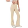 Haloumoning Girls Crossover High Waisted Flare Pants Kids Bootcut Leggings Full Length Bell Bottoms 5-14 Years(Beige)