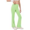 Haloumoning Girls Crossover High Waisted Flare Pants Kids Bootcut Leggings Full Length Bell Bottoms 5-14 Years(Light Green)