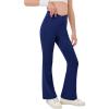 Haloumoning Girls Crossover High Waisted Flare Pants Kids Bootcut Leggings Full Length Bell Bottoms 5-14 Years(Navy Blue)