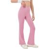 Haloumoning Girls Crossover High Waisted Flare Pants Kids Bootcut Leggings Full Length Bell Bottoms 5-14 Years(Pink)