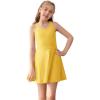 Haloumoning Girls Sleeveless Tennis Dress Kids Racerback Golf Dress School Sports Dresses Outfit with Shorts Pockets(Yellow)