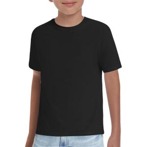 Haloumoning Boys T-Shirts Kids Short Sleeve Crewneck Solid Basic Tees Casual Tops 5-14 Years(Black)