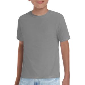 Haloumoning Boys T-Shirts Kids Short Sleeve Crewneck Solid Basic Tees Casual Tops 5-14 Years(Grey)