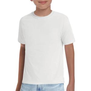 Haloumoning Boys T-Shirts Kids Short Sleeve Crewneck Solid Basic Tees Casual Tops 5-14 Years(White)