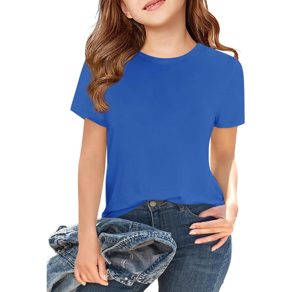 image:imageGirls Short Sleeve T Shirts Kids Summer Tops Crewneck Tees 514 YearsRoyal Blue