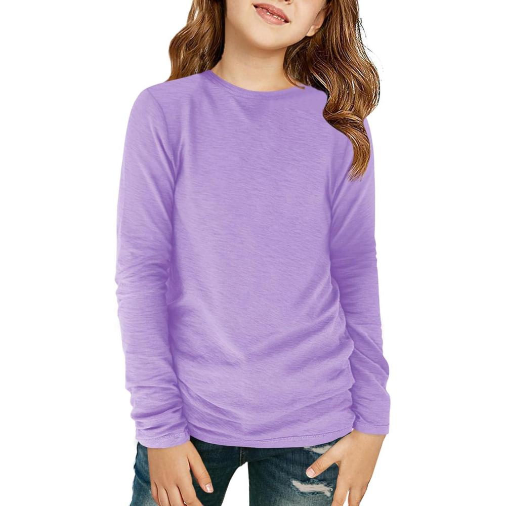 image:imageHaloumoning Girls Long Sleeve Shirts Kids Crewneck TShirts Fall Tops Tees 514 YearsPurple