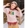 Haloumoning Girls Christmas Sweatshirt Kids Long Sleeve Crewneck Ugly Shirts Xmas Pullover Tops 5-14Y(Light Pink)