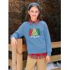 Haloumoning Girls Christmas Sweatshirt Kids Long Sleeve Crewneck Ugly Shirts Xmas Pullover Tops 5-14Y(Sky Blue)