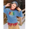 Haloumoning Girls Christmas Sweatshirt Kids Long Sleeve Crewneck Ugly Shirts Xmas Pullover Tops 5-14Y(Sky Blue)
