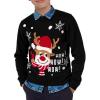 Boys Christmas Sweater Kids Crewneck Reindeer Santa Snowman Holiday Pullover Sweaters 5-14 Years(Reindeer-black)