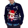 Boys Christmas Sweater Kids Crewneck Reindeer Santa Snowman Holiday Pullover Sweaters 5-14 Years(Reindeer-navy)