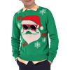 Boys Christmas Sweater Kids Crewneck Reindeer Santa Snowman Holiday Pullover Sweaters 5-14 Years(Santa-green)