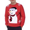 Boys Christmas Sweater Kids Crewneck Reindeer Santa Snowman Holiday Pullover Sweaters 5-14 Years(Snowman-red)