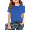 Girls Short Sleeve T Shirts Kids Summer Tops Crewneck Tees 5-14 Years(Royal Blue)