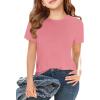 Girls Short Sleeve T Shirts Kids Summer Tops Crewneck Tees 5-14 Years(Watermelon Red)